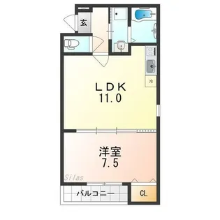 大阪府大阪市東住吉区桑津3丁目【アパート】の間取り