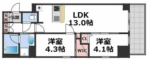 JP noie 上町台龍造寺【2階】の間取り