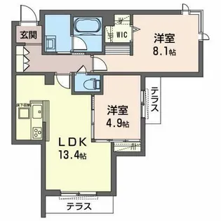 シャーメゾン オリナスパスミ【0101号室】の間取り