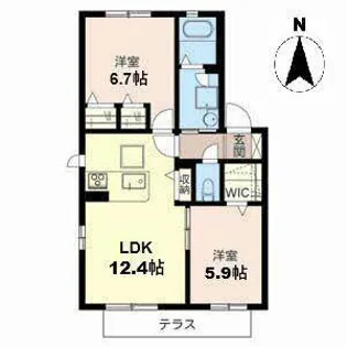 アークグレイス【0108号室】の間取り