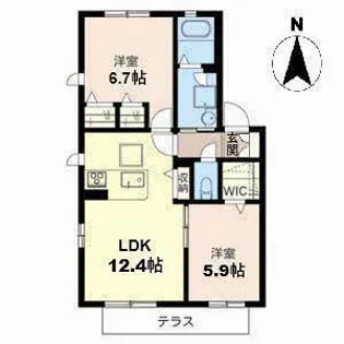 アークグレイス【0108号室】の間取り
