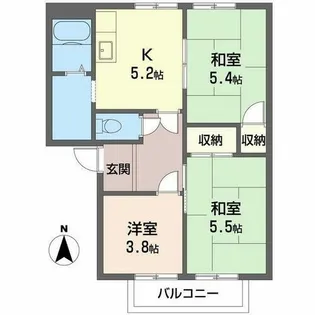 K,クレスト【0202号室】の間取り