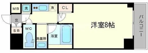 QCフラット北堀江【808号室】の間取り