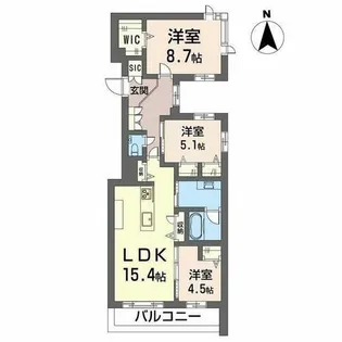 シャーメゾン国府宮駅前【0303号室】の間取り