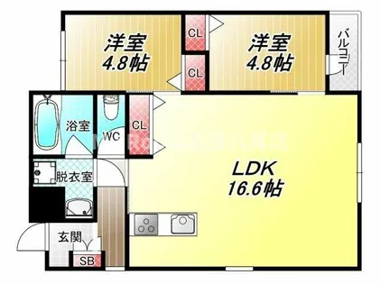 GLANZ平野【3階】の間取り
