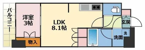 ウエリスアーバン守口【9階】の間取り
