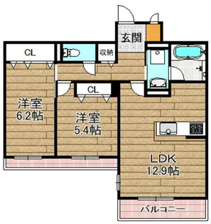 エス・メゾンE棟【2階】の間取り