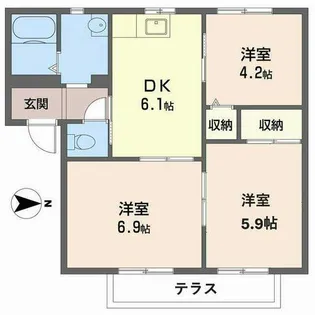 ジョイコートB【1階】の間取り