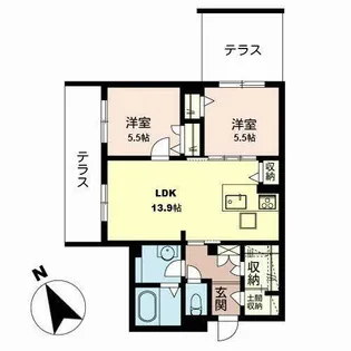 Feliseed 三国ヶ丘【0105号室】の間取り