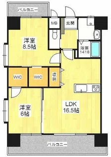 アクシオ北九州【1404号室】の間取り