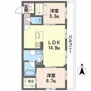 HABITER 御所西【0302号室】の間取り