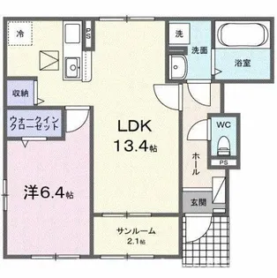 ブルーガーベラ【1階】の間取り