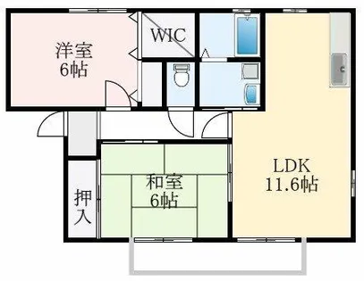 大阪府大阪狭山市池尻自由丘2丁目【アパート】の間取り