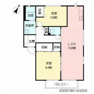 オー・ボアパティール C棟【A0203号室】の間取り