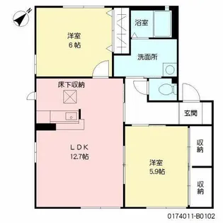 アコール II棟【B0102号室】の間取り