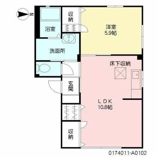 アコール I棟【A0102号室】の間取り