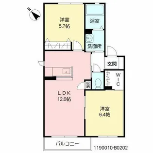 クラニア B棟【B0202号室】の間取り