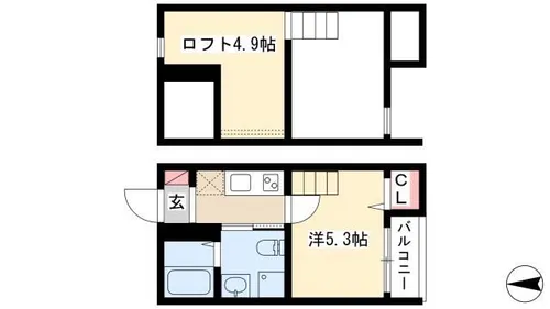コンフォート上高畑【1階】の間取り