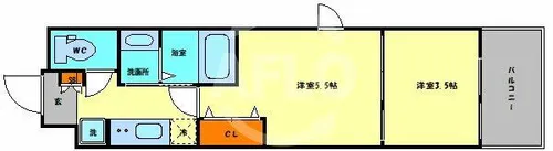 ウエンズ玉造フロント【3階】の間取り