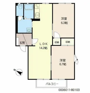 フレグランス常磐 B棟【1階】の間取り