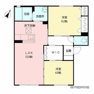 デューク沼口 F棟【F0102号室】の間取り