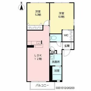 ヴィサージュ本城 D棟【D0203号室】の間取り