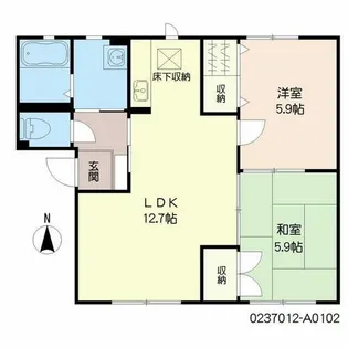 ラフィーネ岩瀬【A0102号室】の間取り
