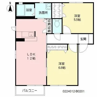 ユタカの里 B棟【B0201号室】の間取り