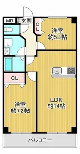 エバーモア北神戸【101号室】の間取り