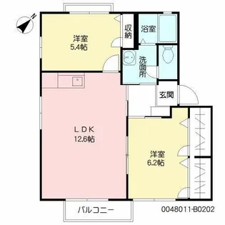 プリマヴェーラ B棟【B0202号室】の間取り