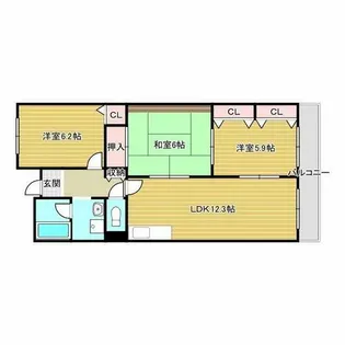 サニーウェル南茨木【5階】の間取り
