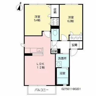 リーベン尾倉 B棟【B0201号室】の間取り