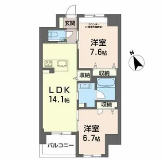 アド ウィステリア 東山【0502号室】の間取り