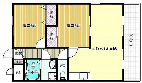 ハイツ田井城【2階】の間取り