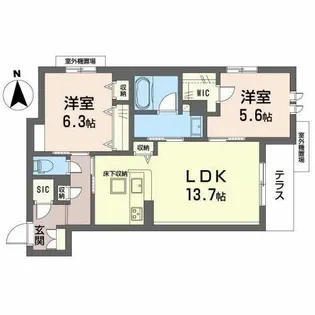 シャーメゾン シャルム本町【0101号室】の間取り