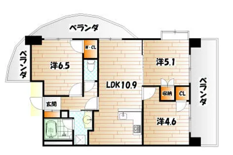 オークランドアサート小倉【8階】の間取り
