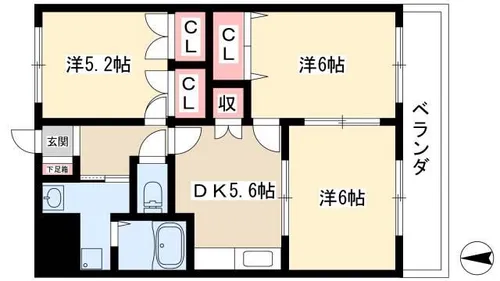 デュオプルーリオン【3階】の間取り