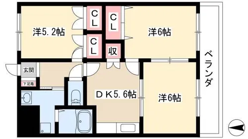 デュオプルーリオン【3階】の間取り
