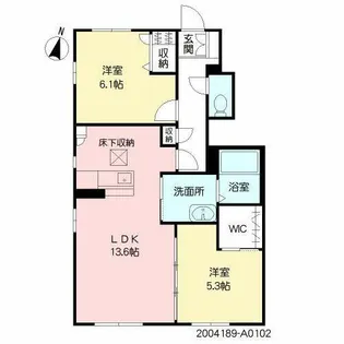 シャンティ A棟【A0102号室】の間取り