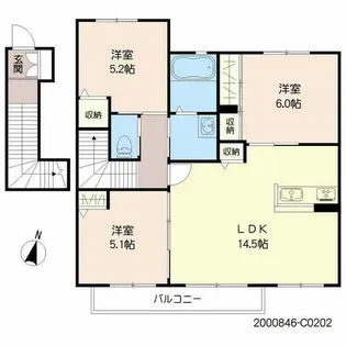 エアホルク ヴィラ C棟【2階】の間取り