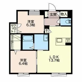 La Maison Claire丸山【0102号室】の間取り