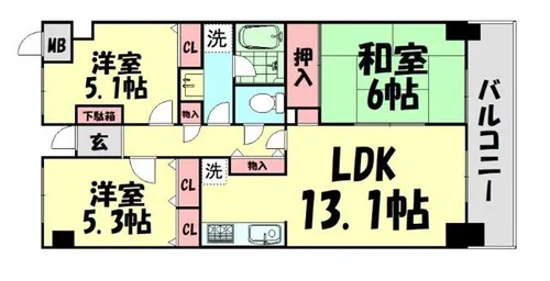 エクセル熊取【3階】の間取り