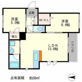 TIARE下鴨【1階】の間取り