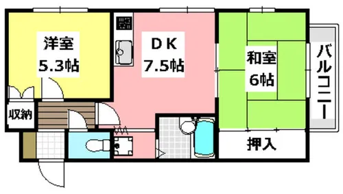 ハイツ天野【1階】の間取り