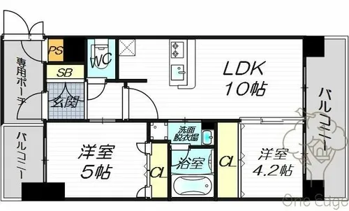 エステムコート梅田天神橋IIグラシオ【9階】の間取り