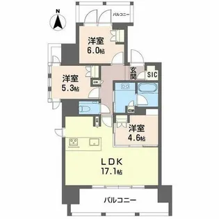 グランドメゾン清水谷ゲーテッドハウス【0501号室】の間取り