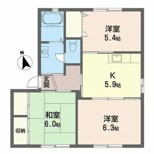 グリーンルーフのうがわ【0101号室】の間取り