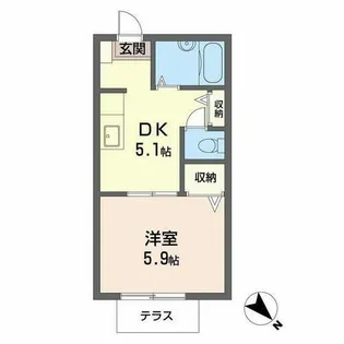 パティオ富田【0105号室】の間取り