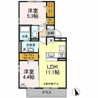 オッツ梅満Ⅱ A棟【1階】の間取り