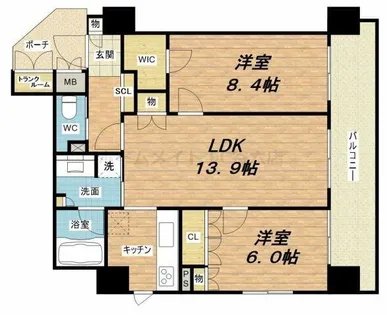 リーガルタワー船場【4階】の間取り